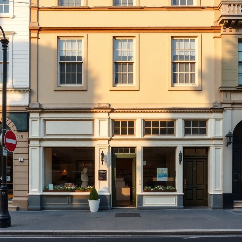 Exterior of a heritage building on Victoria's Wharf Street in soft morning light